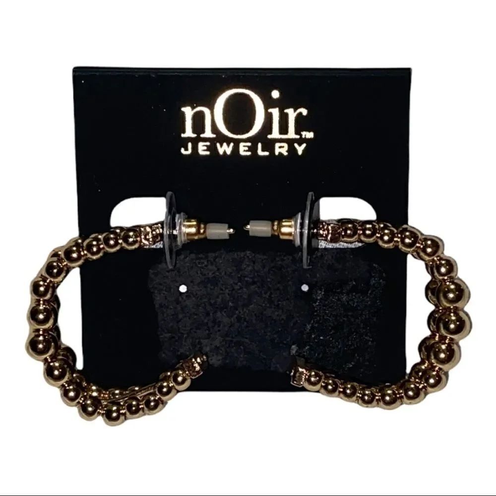 Noir Jewelry Double Open Hoop Gold-Tone Post Earrings New